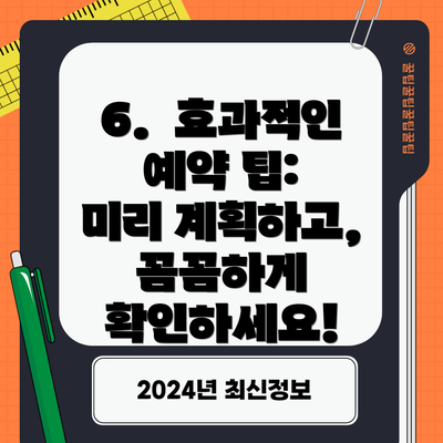 6.  효과적인 예약 팁:  미리 계획하고, 꼼꼼하게 확인하세요!