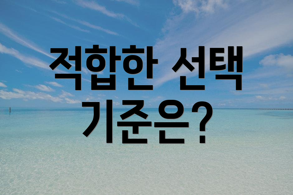 적합한 선택 기준은?