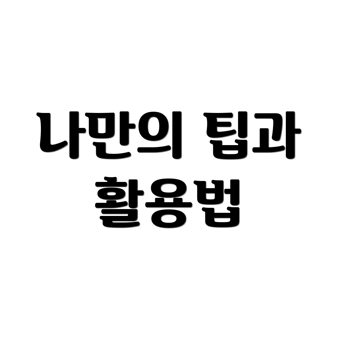 나만의 팁과 활용법