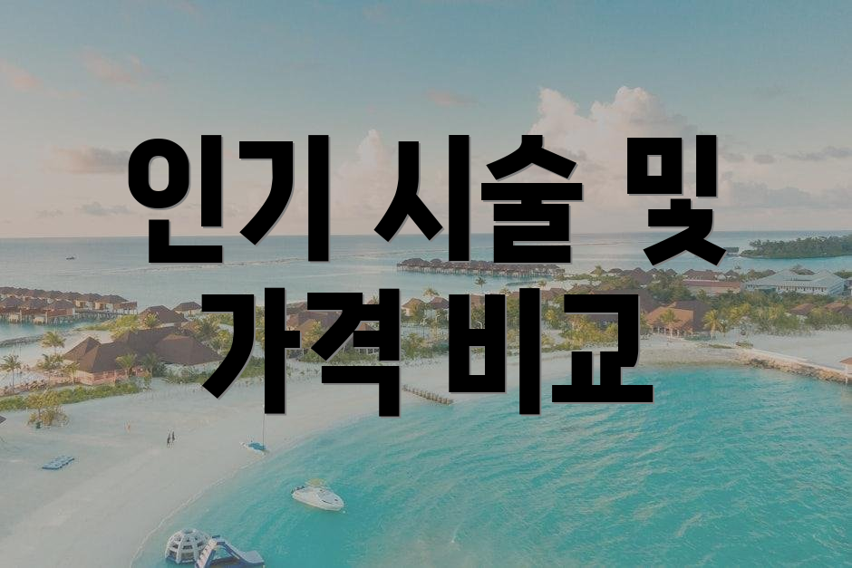 인기 시술 및 가격 비교