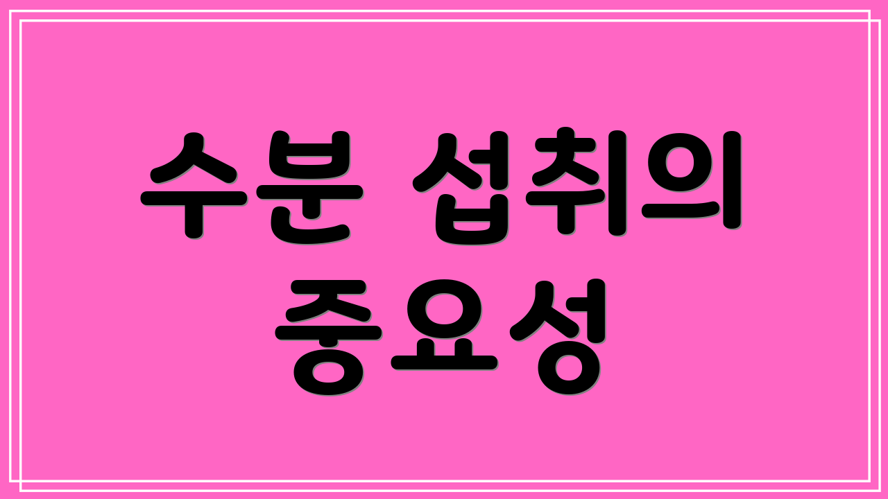 수분 섭취의 중요성