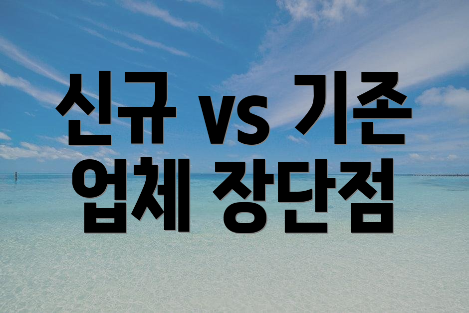 신규 vs 기존 업체 장단점