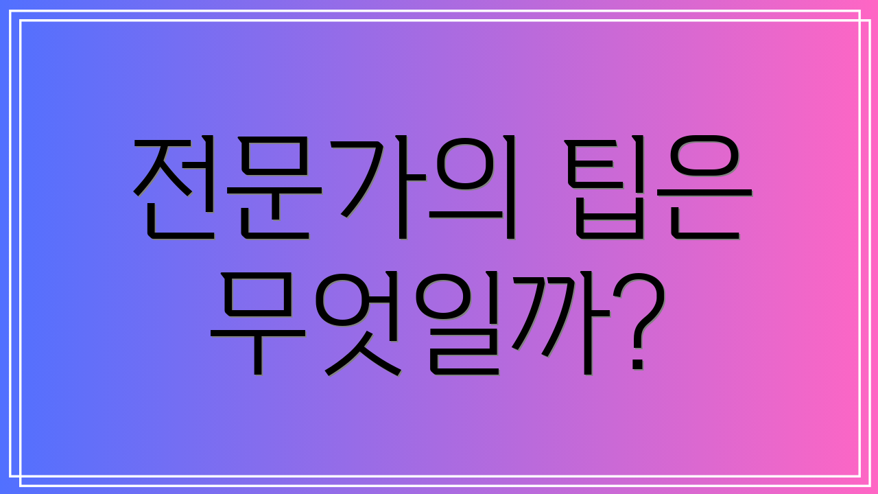 전문가의 팁은 무엇일까?