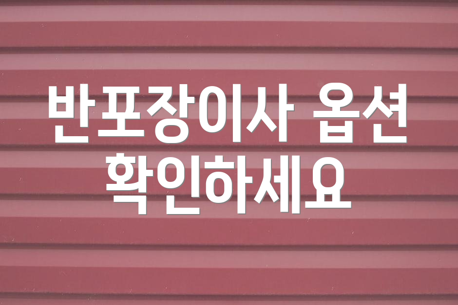 반포장이사 옵션 확인하세요