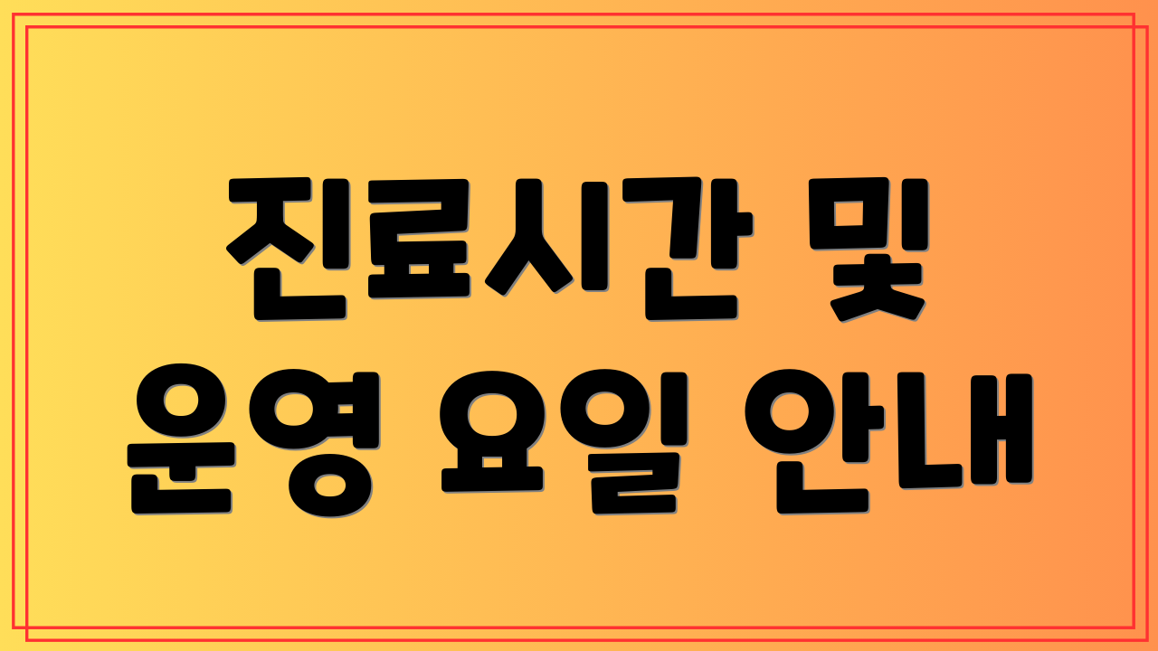 진료시간 및 운영 요일 안내