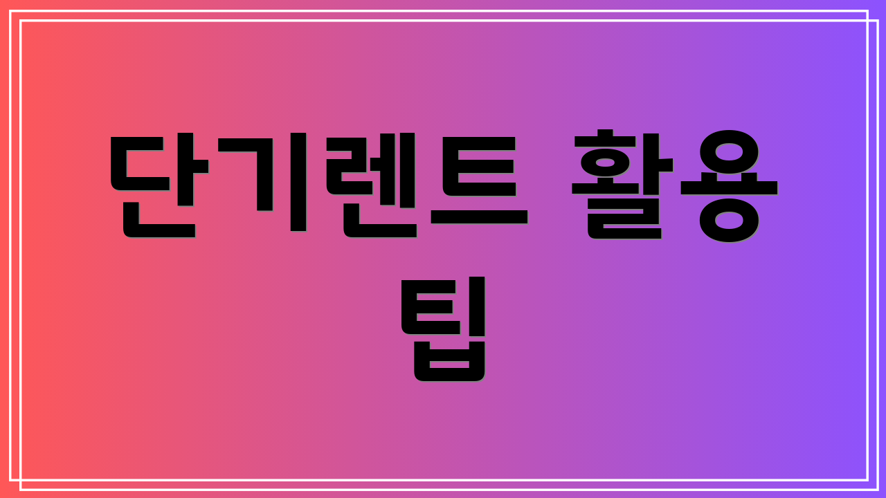 단기렌트 활용 팁