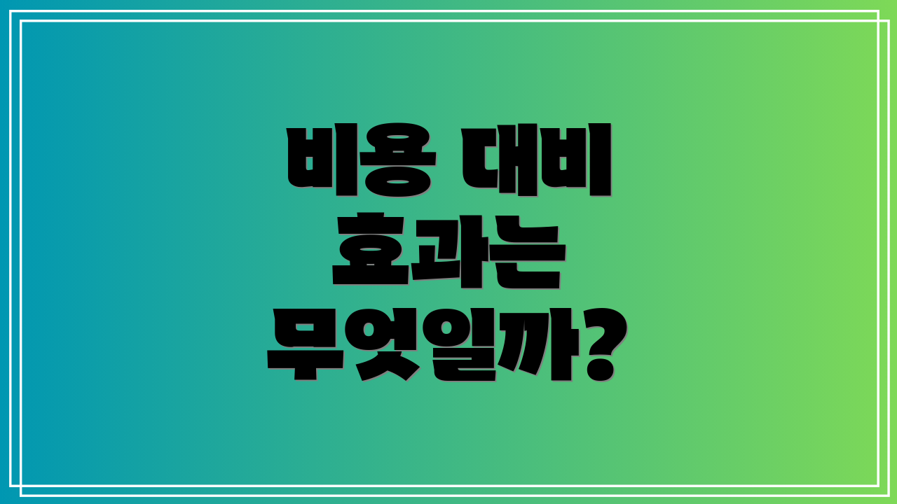 비용 대비 효과는 무엇일까?