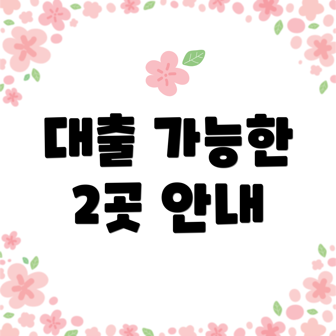 대출 가능한 2곳 안내