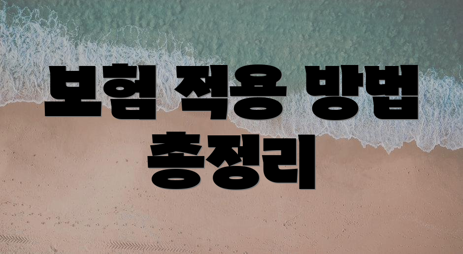 보험 적용 방법 총정리