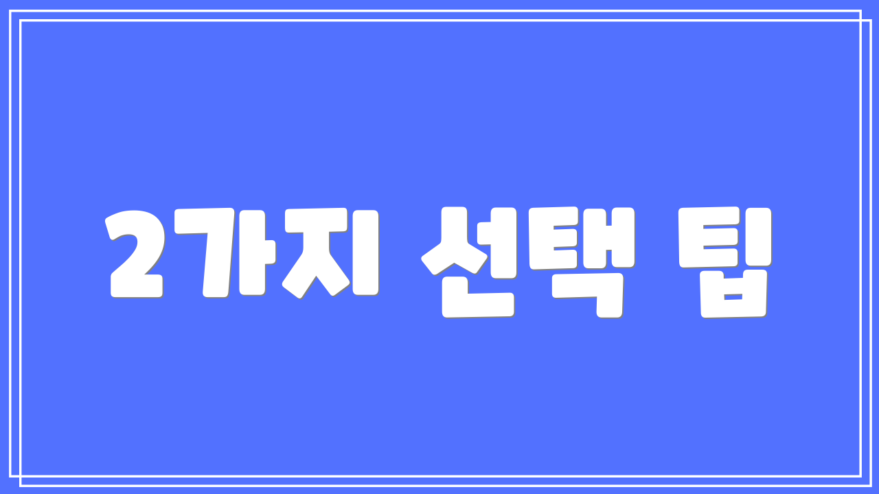 2가지 선택 팁