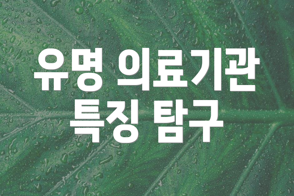 유명 의료기관 특징 탐구