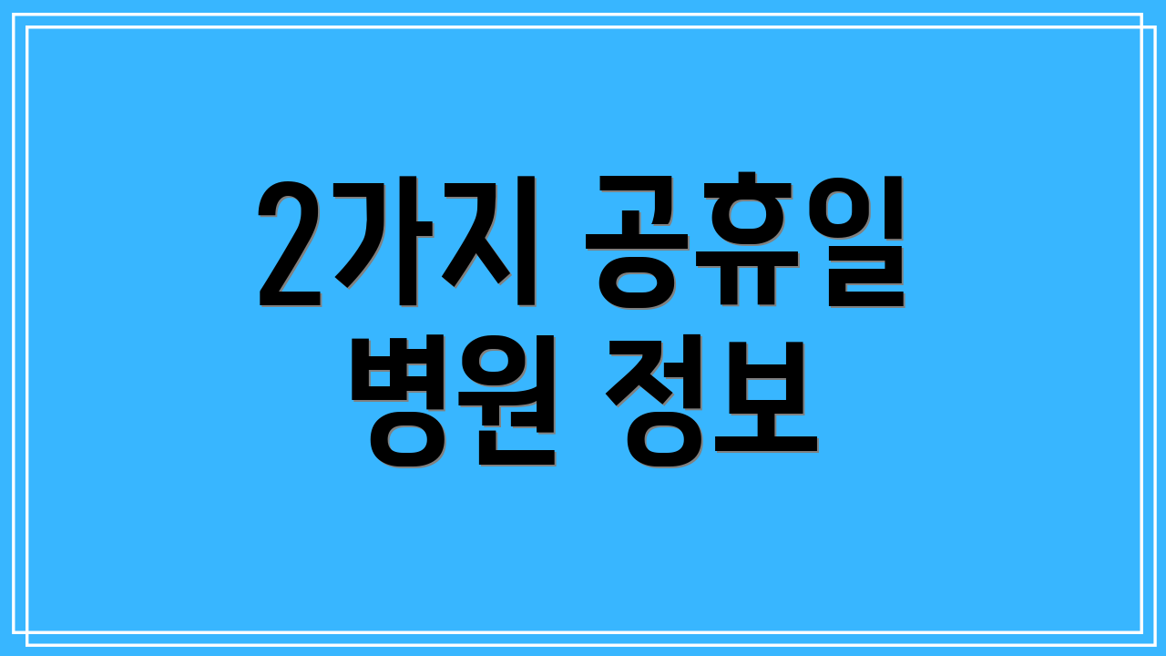 2가지 공휴일 병원 정보