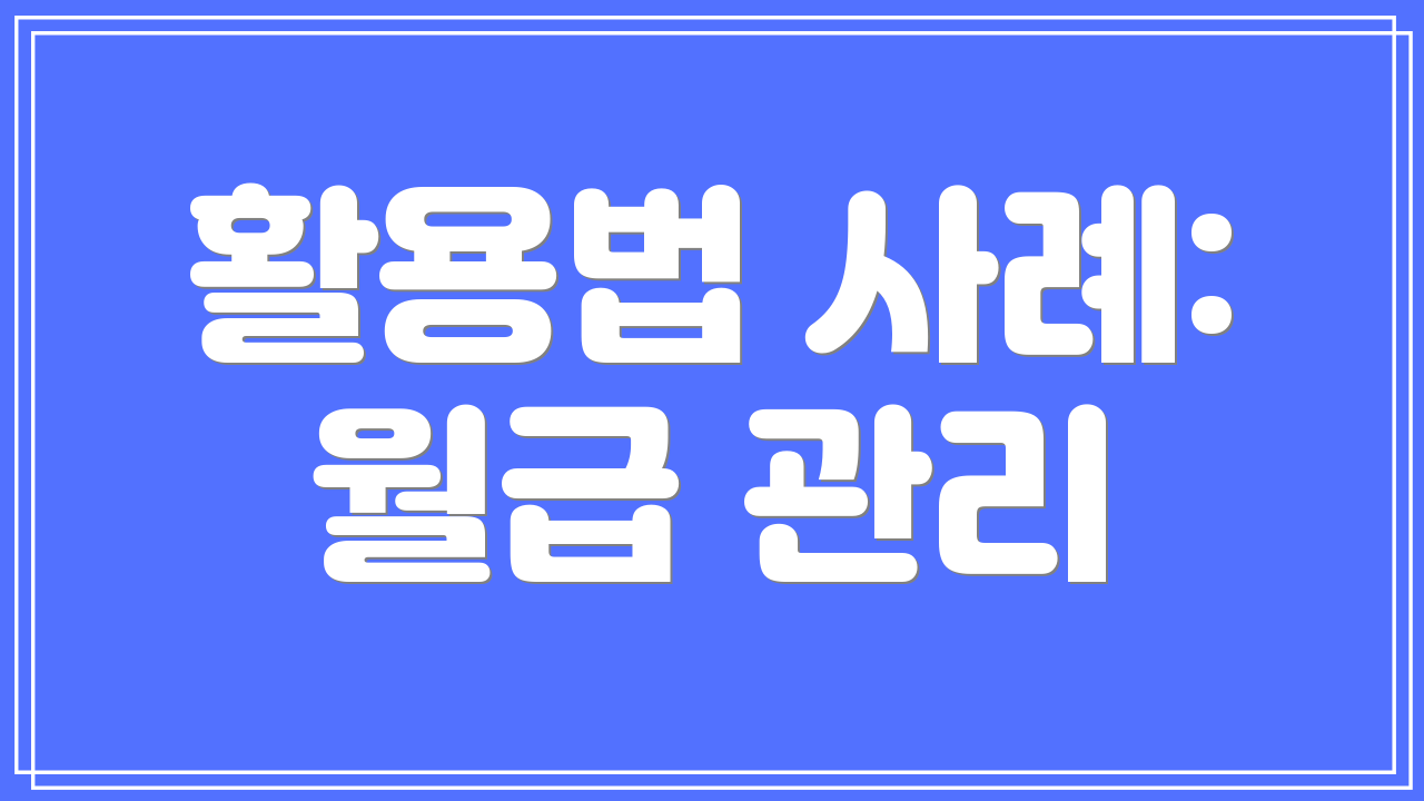 활용법 사례: 월급 관리
