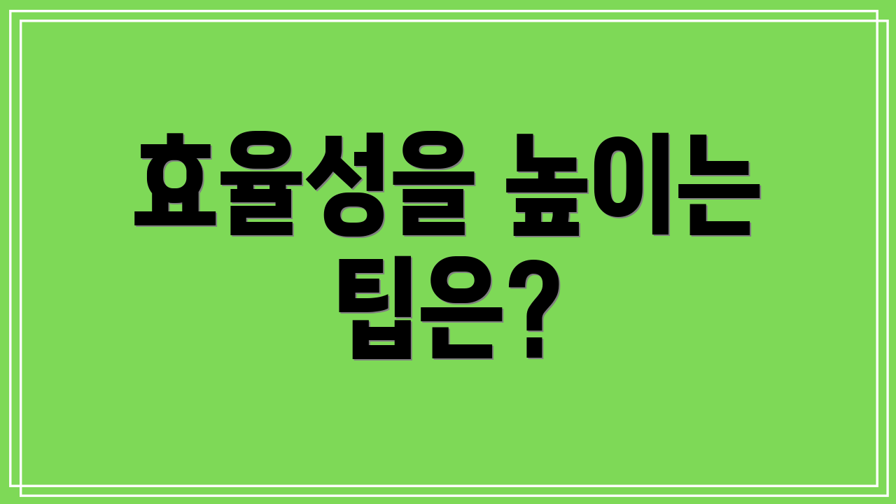 효율성을 높이는 팁은?