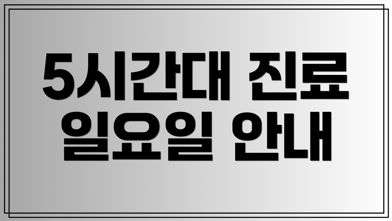 5시간대 진료 일요일 안내
