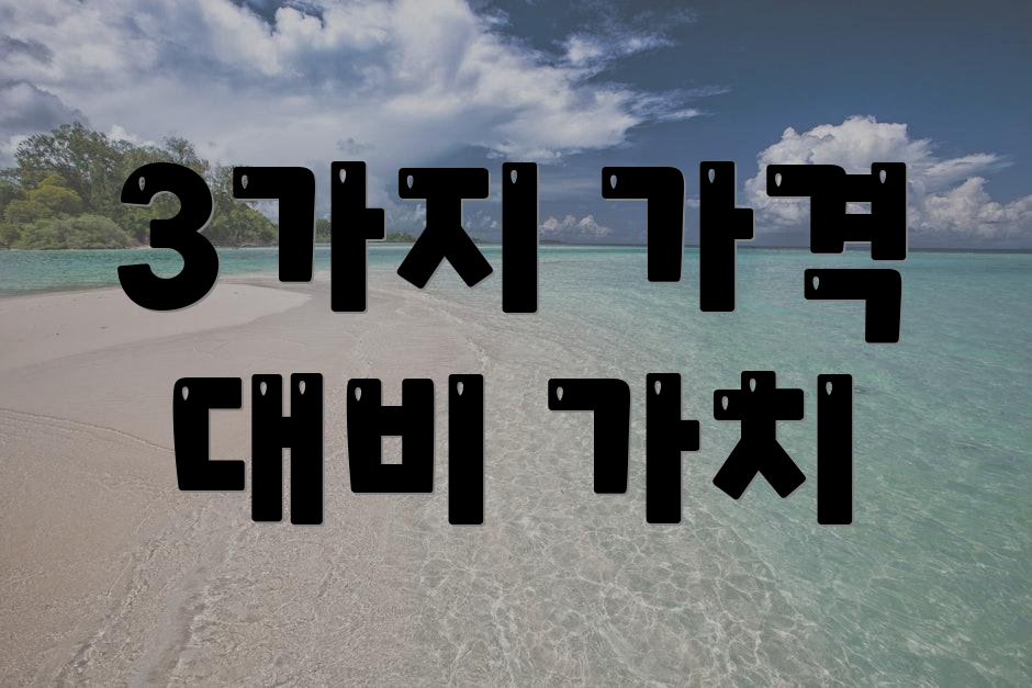 3가지 가격 대비 가치