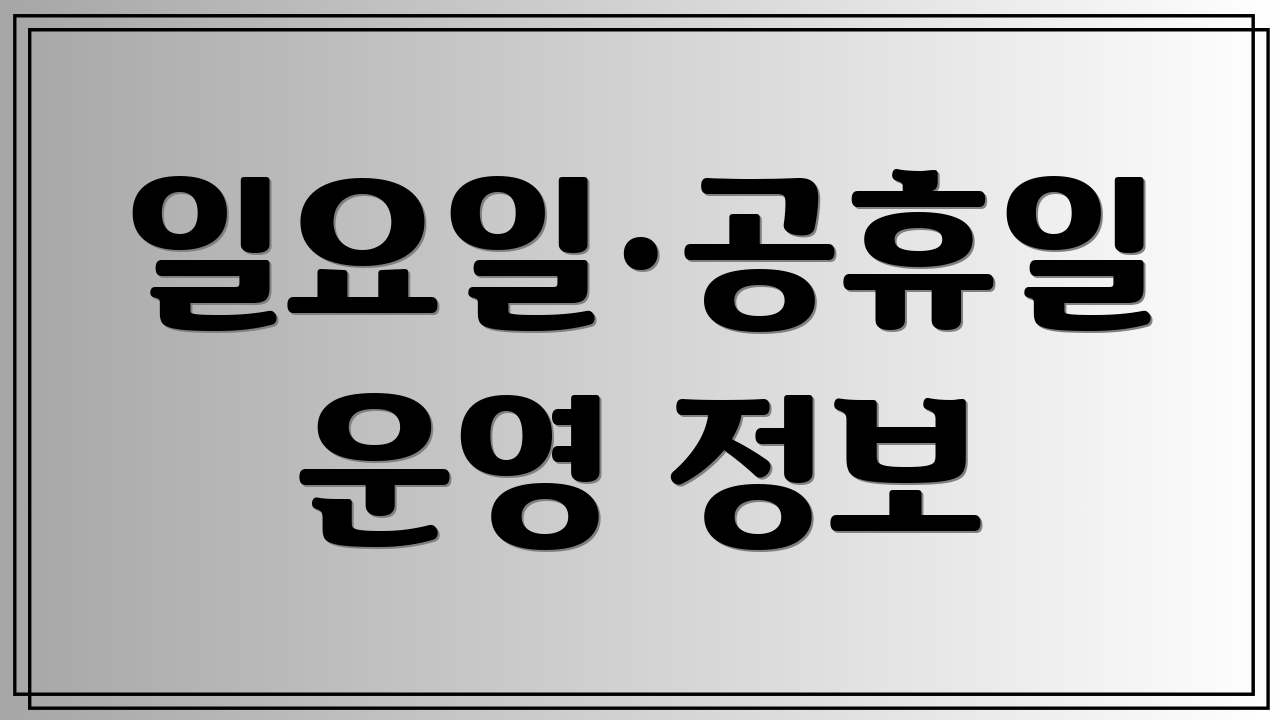일요일·공휴일 운영 정보