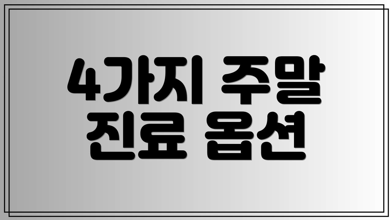 4가지 주말 진료 옵션