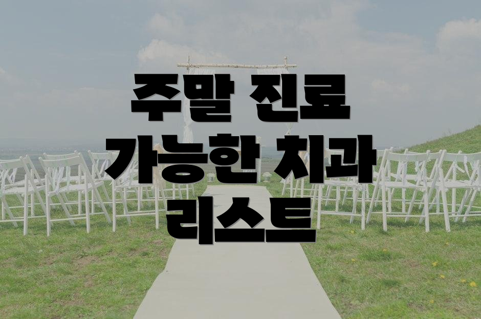 주말 진료 가능한 치과 리스트