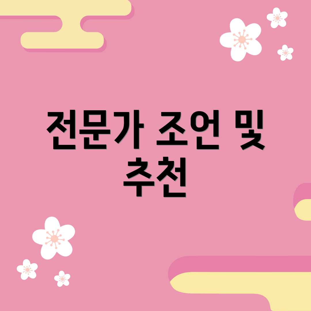 전문가 조언 및 추천